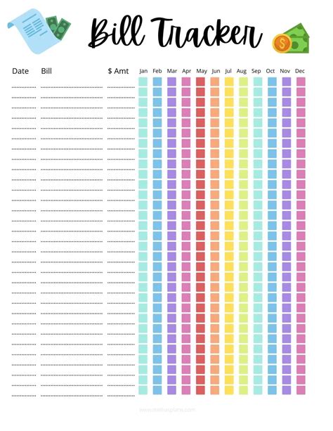 Free Printable Bill Tracker