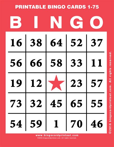Free Printable Bingo Cards With Numbers 1 75