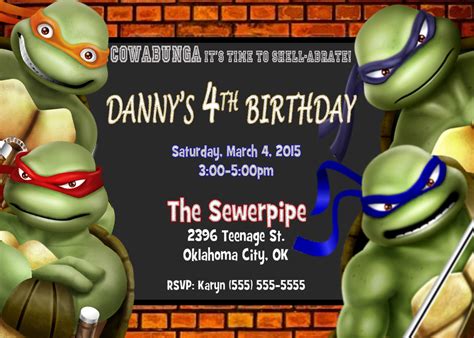 Free Printable Birthday Invitations Teenage Mutant Ninja Turtles