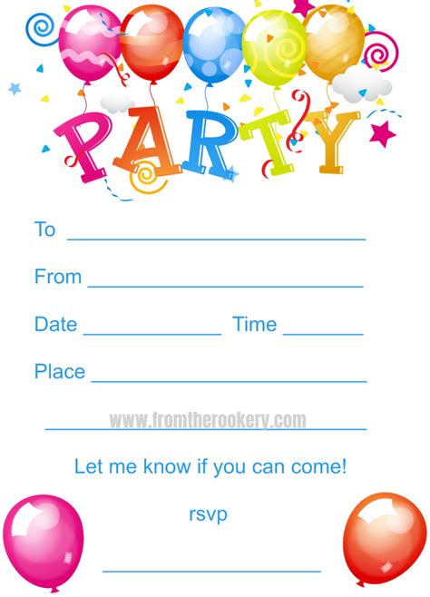 Free Printable Birthday Party Invites