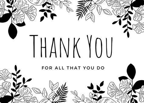 Free Printable Black And White Thank You Cards