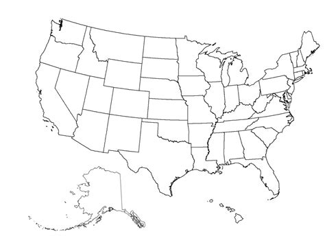 Free Printable Blank Map Of Usa