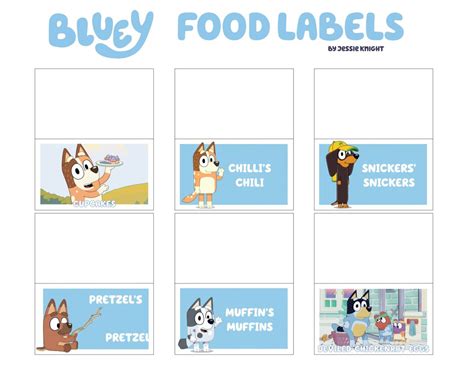 Free Printable Bluey Party Food Labels