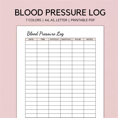 Free Printable Bp Log