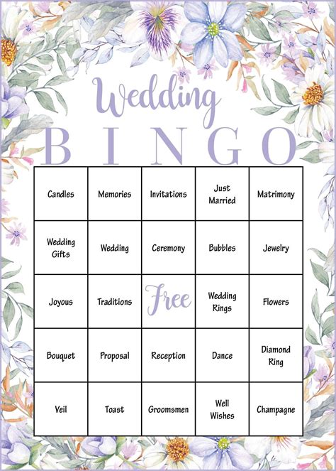 Free Printable Bridal Shower Bingo