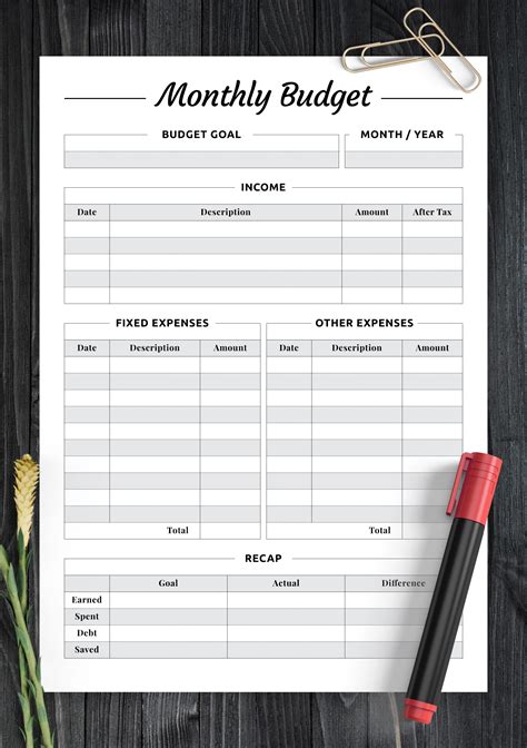 Free Printable Budget Template Monthly