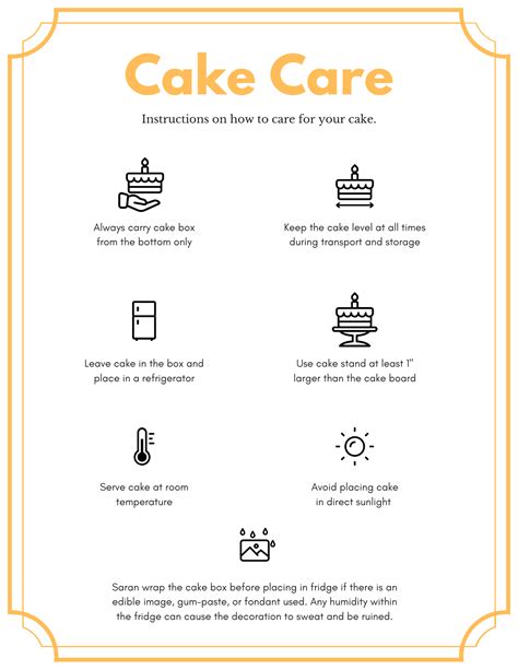 Free Printable Cake Care Instructions