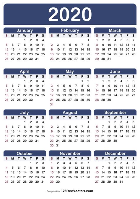 Free Printable Calendar 2020