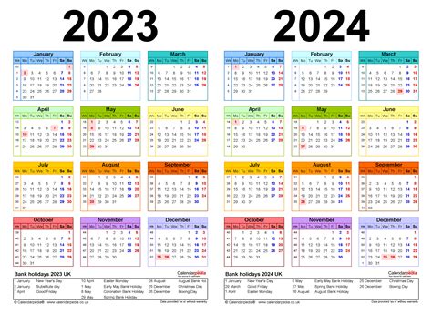 Free Printable Calendar 2023 And 2024