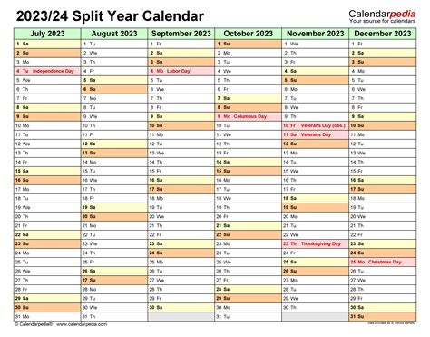 Free Printable Calendar July 2023 June 2024