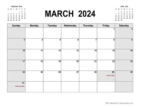 Free Printable Calendar March 2024