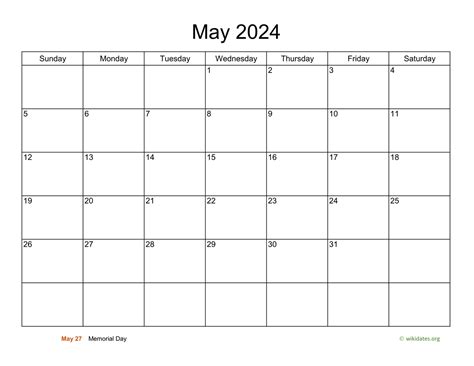 May 2024 Printable Blank Calendar