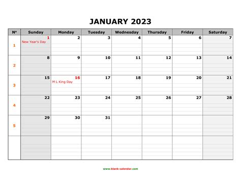 Free Printable Calendar With Lines 2023