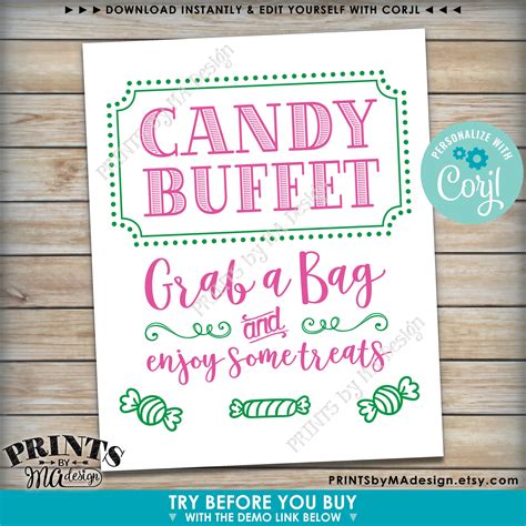 Free Printable Candy Buffet Signs