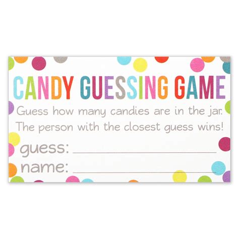 Free Printable Candy Jar Guessing Game Template