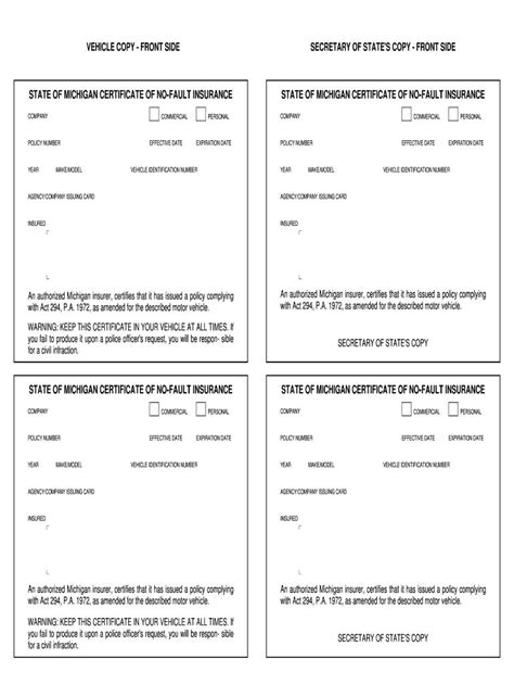 Free Printable Car Insurance Cards