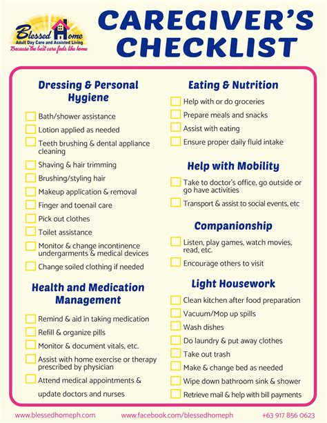 Free Printable Caregiver Checklist