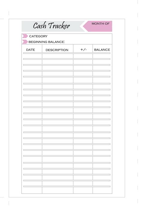 Free Printable Cash Envelope Tracker