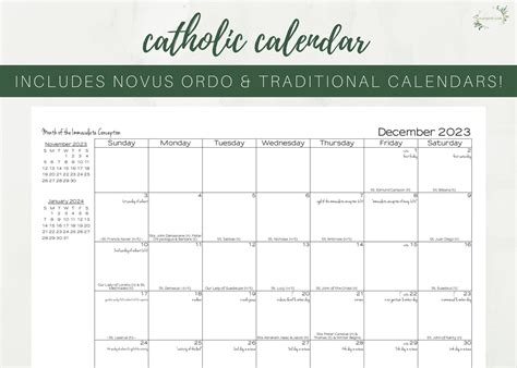 Free Printable Catholic Calendar 2023
