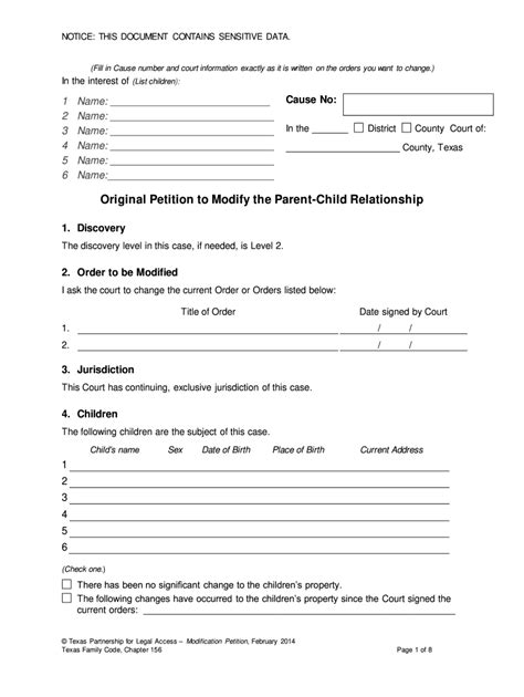 Free Printable Child Custody Forms Texas