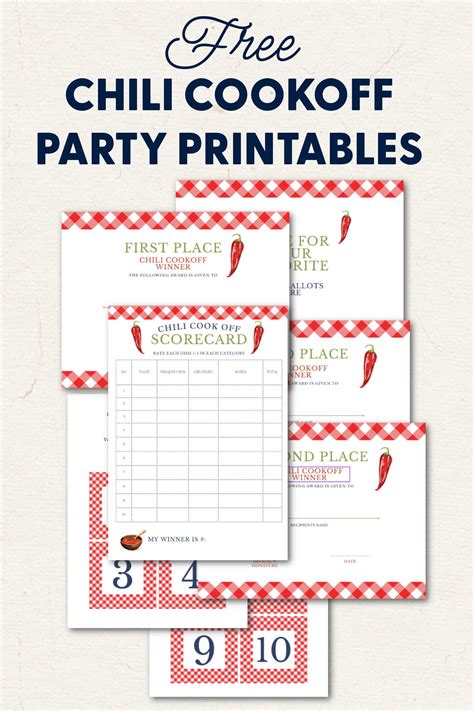 Free Printable Chili Cook Off Score Cards