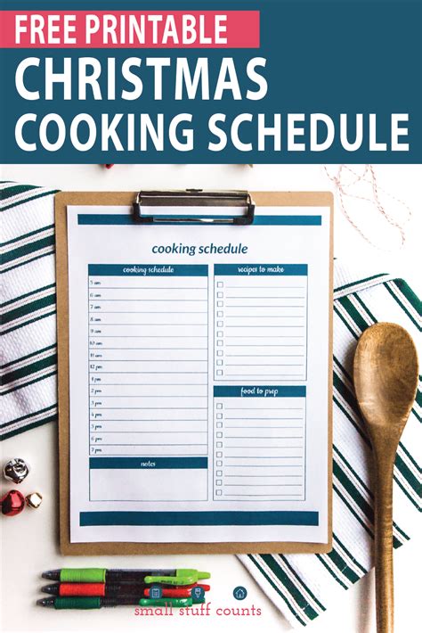 Free Printable Christmas Cooking Schedule