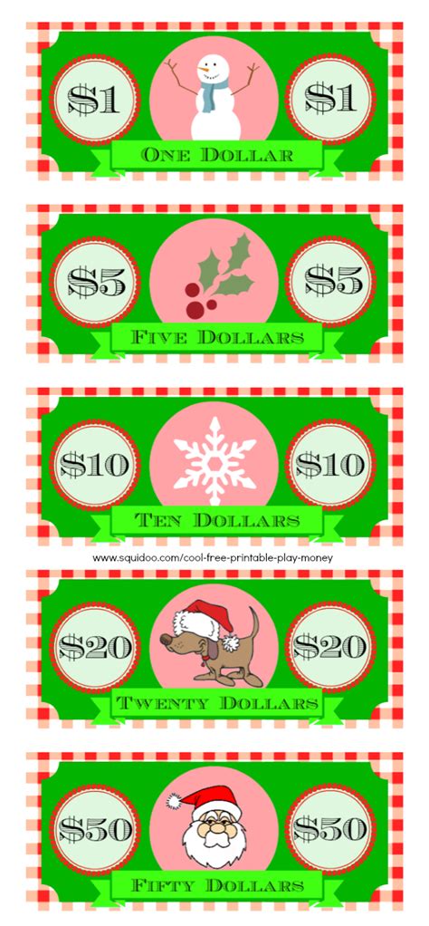 Free Printable Christmas Play Money