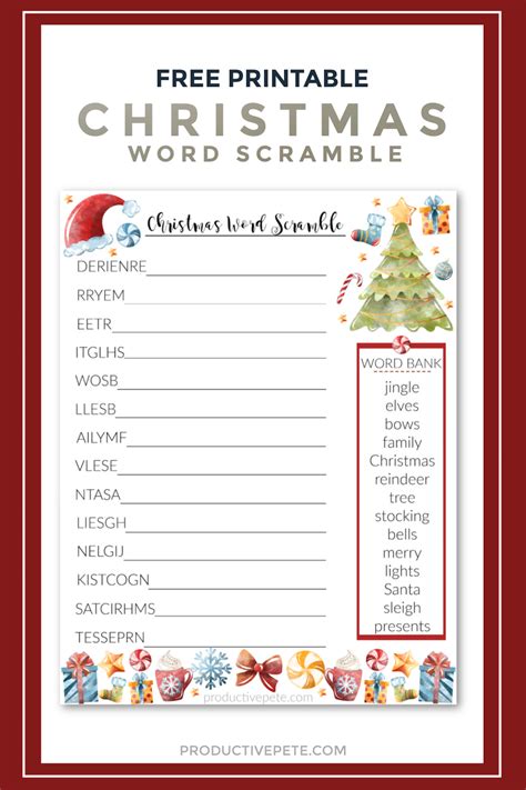 Free Printable Christmas Word Scramble