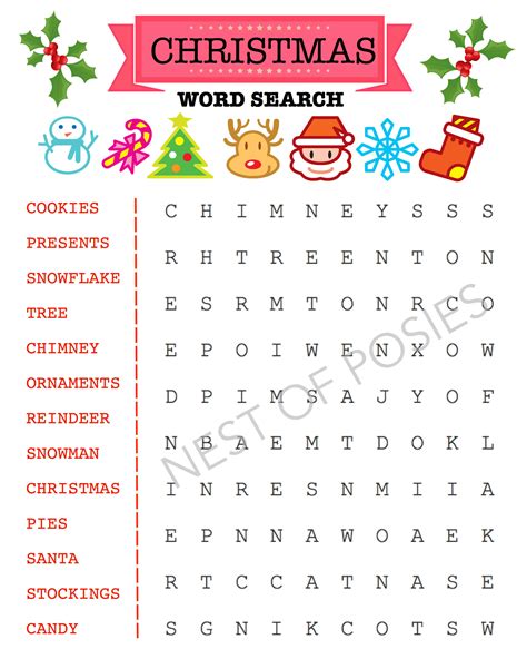 Free Printable Christmas Word Search For Elementary Students