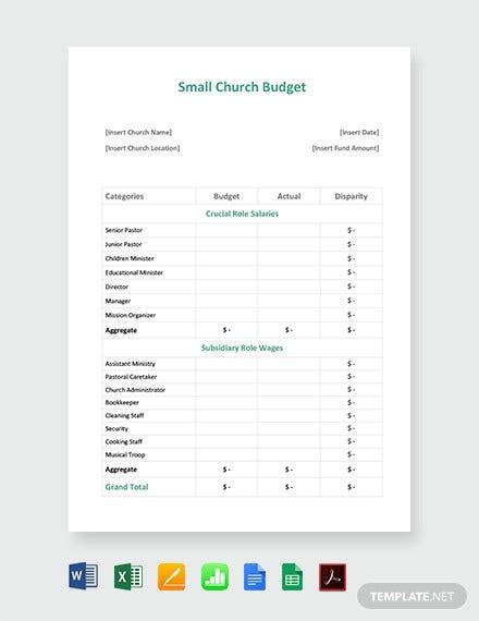Free Printable Church Budget Template