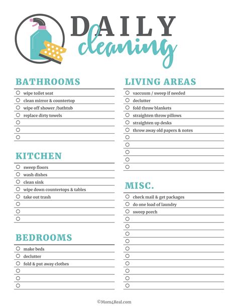 Free Printable Cleaning Checklist Pdf