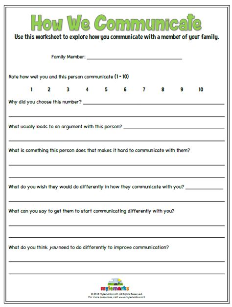 Free Printable Communication Skills Worksheets