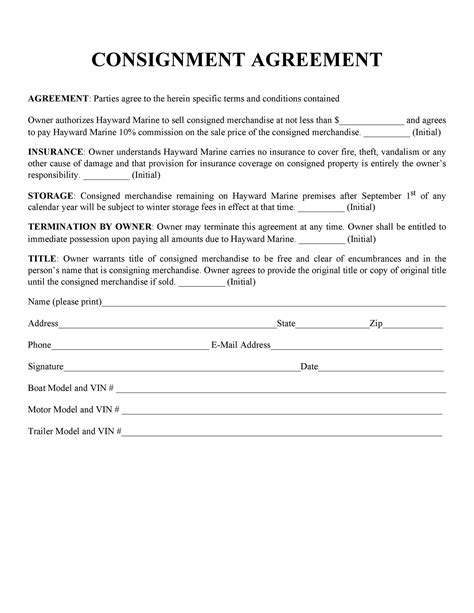 Free Printable Consignment Agreement Form