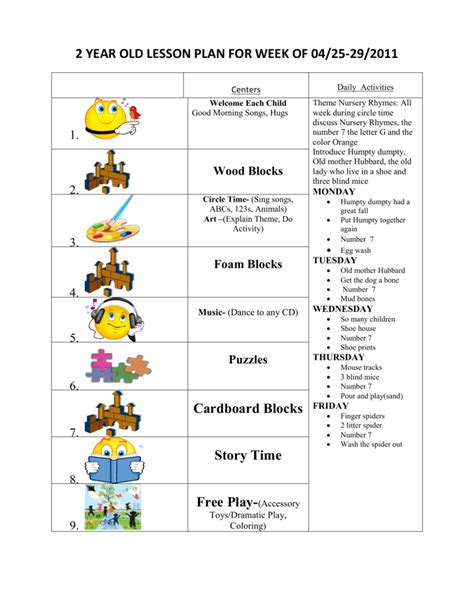 Free Printable Curriculum For 2 Year Olds