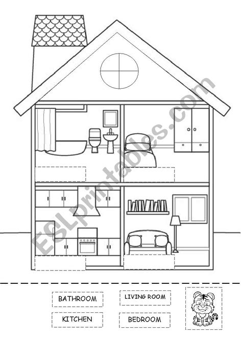 Free Printable Cut And Paste Parts Of The House Worksheet