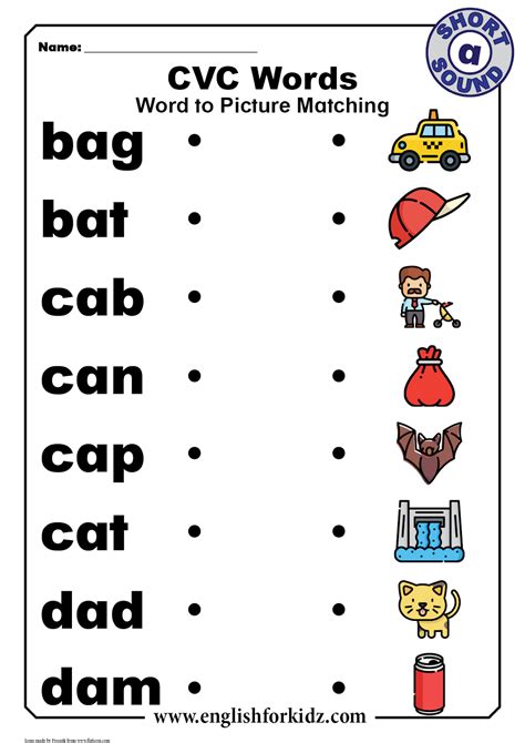 Free Printable Cvc Words With Pictures
