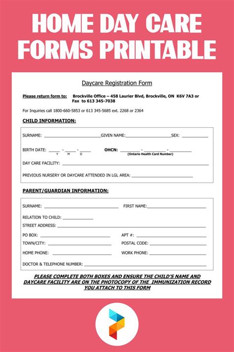 Free Printable Daycare Forms