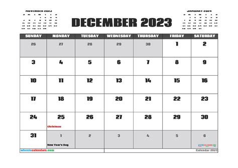 Free Printable December 2023 Calendar With Holidays