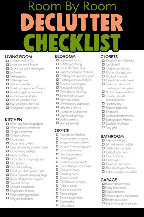 Free Printable Declutter Checklist