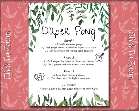 Free Printable Diaper Pong Rules
