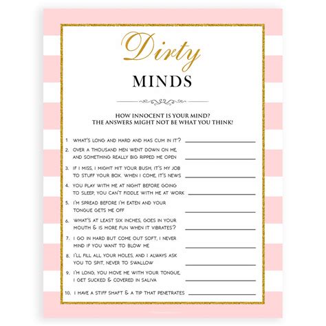 Free Printable Dirty Minds Game