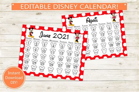 Free Printable Disney Calendars