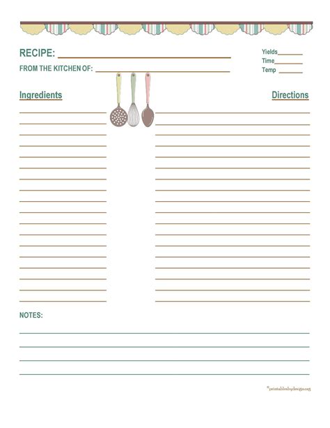 Free Printable Editable Recipe Template
