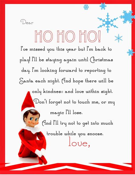 Free Printable Elf Return Letter