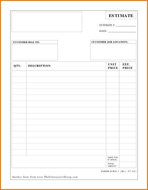 Free Printable Estimate Forms | Template Business
