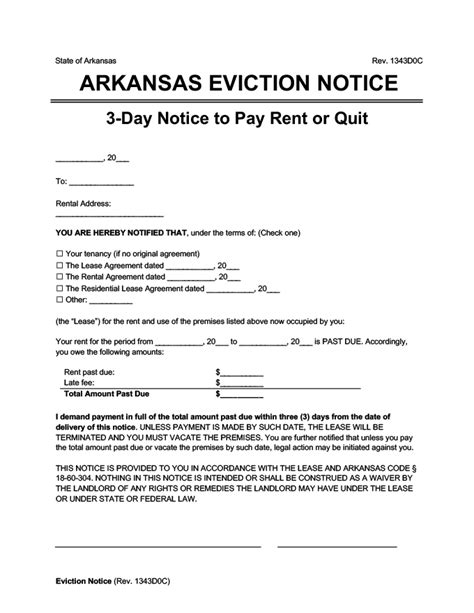Free Printable Eviction Notice Arkansas
