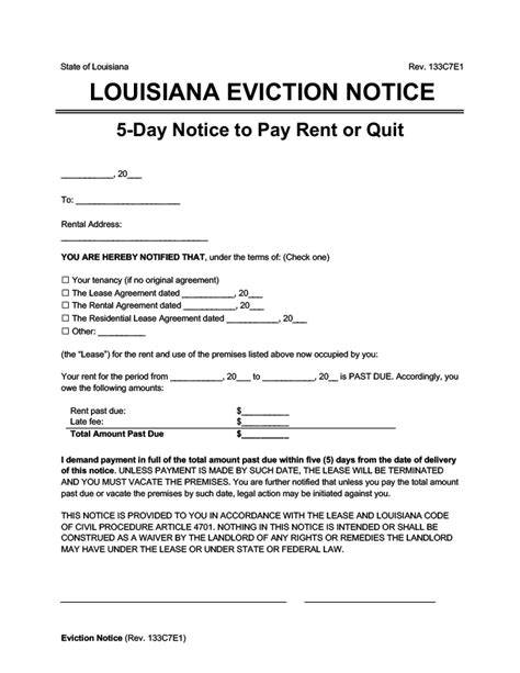 Free Printable Eviction Notice Louisiana