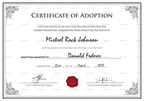 Free Printable Fake Adoption Certificates