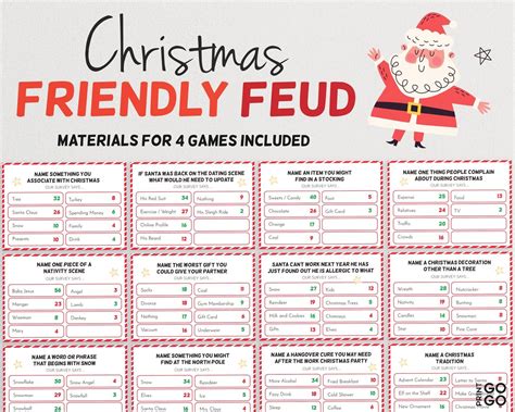 Free Printable Family Feud Christmas Game