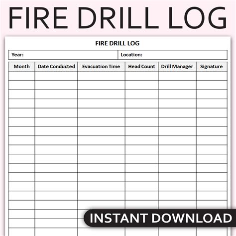 Free Printable Fire Drill Log Template